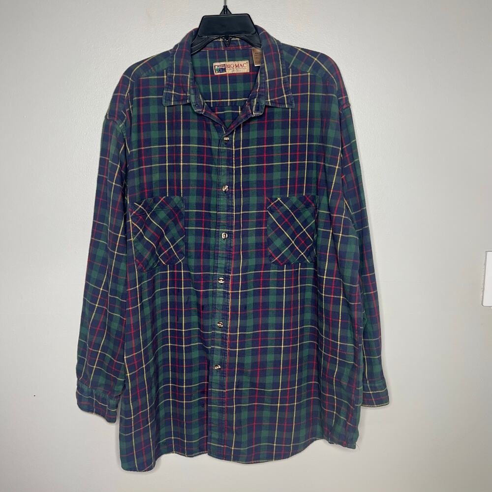 Vintage BIG MAC Long‎ Sleeve Flannel Workwear Shirt Plaid Men's XXLT
